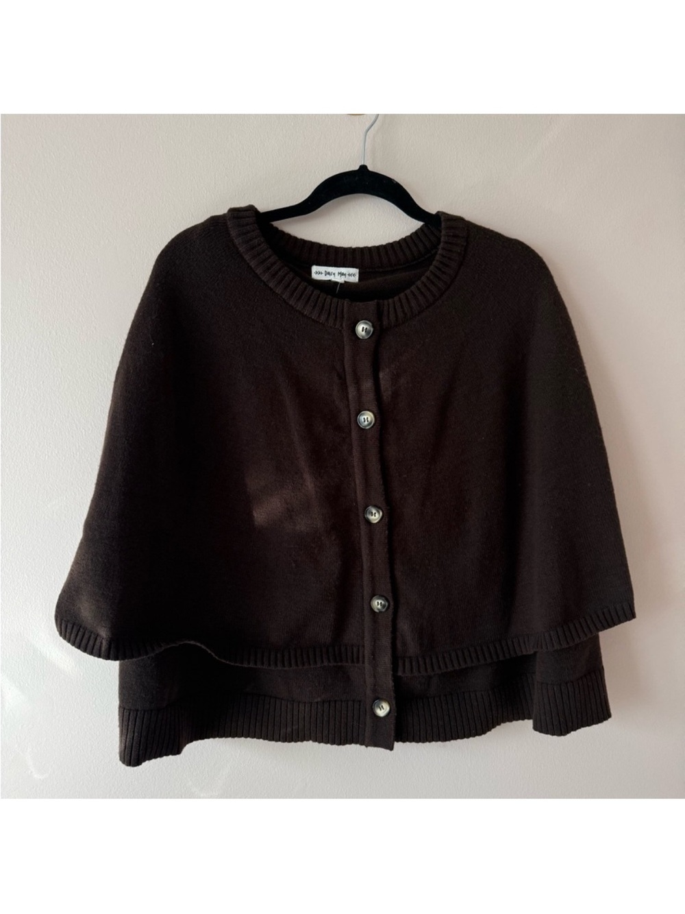 Daisy Dark Brown Button-Front Cape Sweater